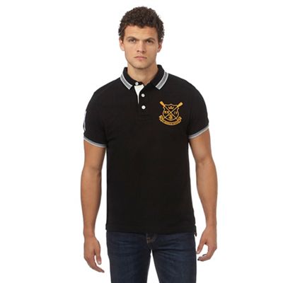 St George by Duffer Black logo applique polo shirt
